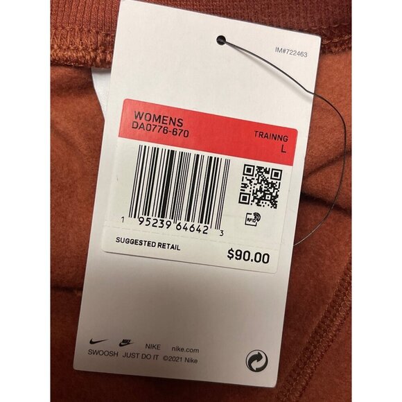 Nike Yoga Luxe Women's Pants Fleece Cropped Rust Brown Large NEW DA0776-670 - Picture 10 of 11
